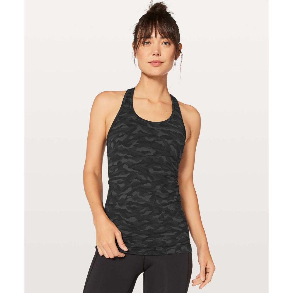 Lululemon Cool Racerback II Size 6-8 Camo Black Running Active Workout Gym